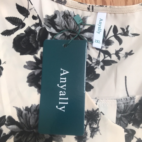 New! Anyally 2XL floral v neck blouse. - Picture 5 of 8